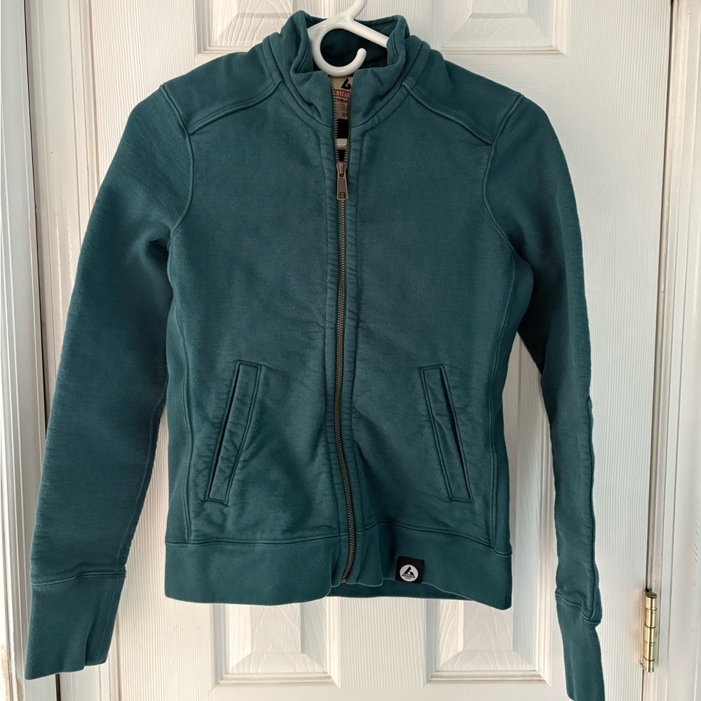 American Giant 100% cotton teal moto jacket XS